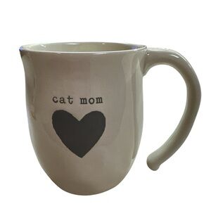 Demdaco "Cat Mom" with Heart Coffee Mug Ceramic Tea Coffee Open Handle 16 Ounce
